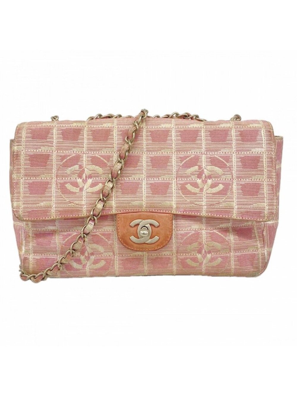 Chanel Shoulder Bag New Travel Nylon Pink Silver